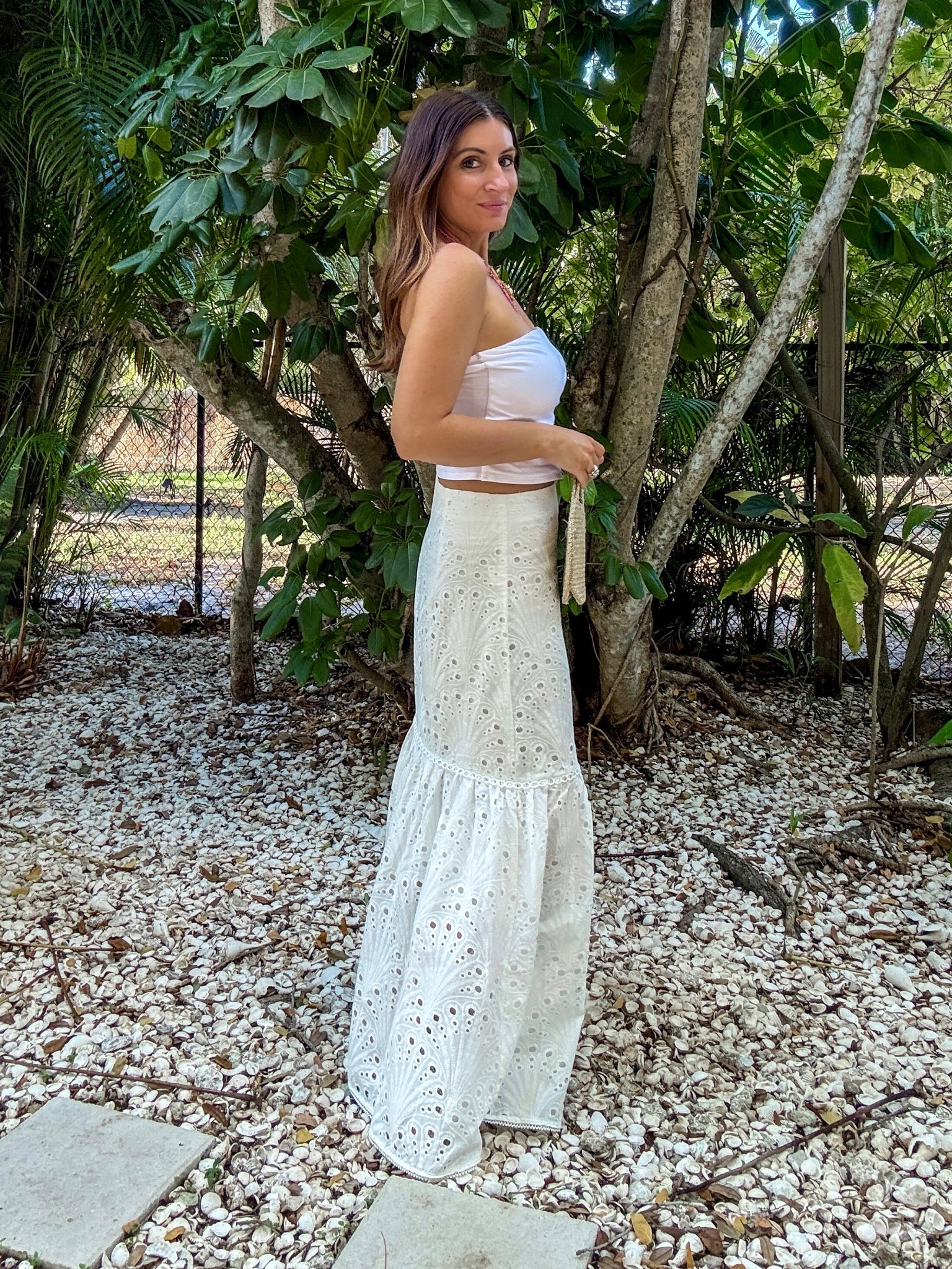 What I wore out to dinner on vacation in Naples, Florida
White tube top (medium)
White eyelet maxi skirt (medium)
Mesh rhinestone ballet flats
Fish shaped handbag

Casual outfit, spring break outfit, date night outfit, summer outfit, mini dress, summer dress 

#LTKSeasonal #LTKSaleAlert #LTKootd