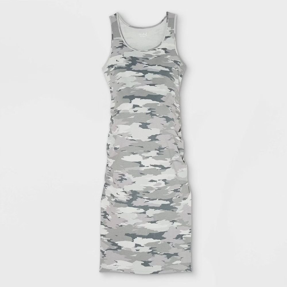 Sleeveless T-Shirt Maternity Dress - Isabel Maternity by Ingrid & Isabel Pale Gray Camo Print XXL | Target