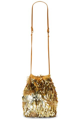 Ulla Johnson Celeste Paillette Drawstring Bag in Gilt from Revolve.com | Revolve Clothing (Global)