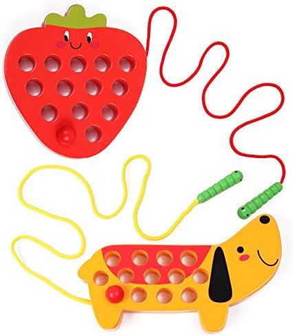 GEMEM Wooden Lacing Threading Toys Fine Motor Skill Toys for 3 Year Old Educational and Learning ... | Amazon (US)