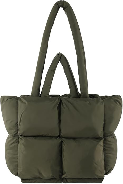 I IHAYNER Puffer Tote Bag for Women Large Quilted Puffy Handbag Lightweight Satchel Purse for Wor... | Amazon (US)