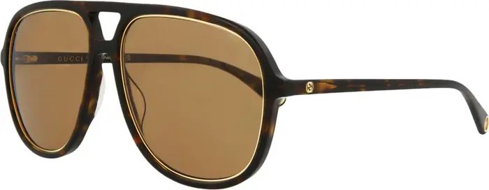 Gucci 57mm Double-G Aviator Sunglasses | Nordstromrack | Nordstrom Rack