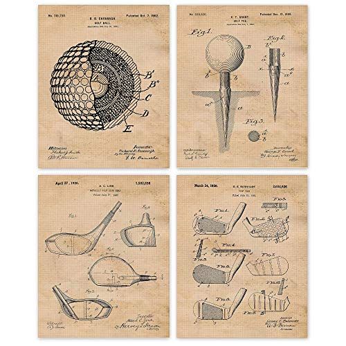Vintage Golf Patent Poster Prints, Set of 4 (8x10) Unframed Photos, Great Wall Art Decor Gifts Un... | Amazon (US)