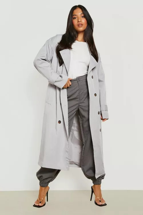 Petite Oversized Longline Utility Trench Coat | Boohoo.com (UK & IE)