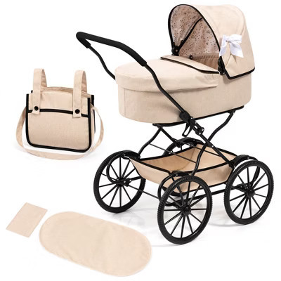 Bayer Design: Doll Pram Classic, Beige & Black - Bassinet Push Stroller, Kids 3+ | Target