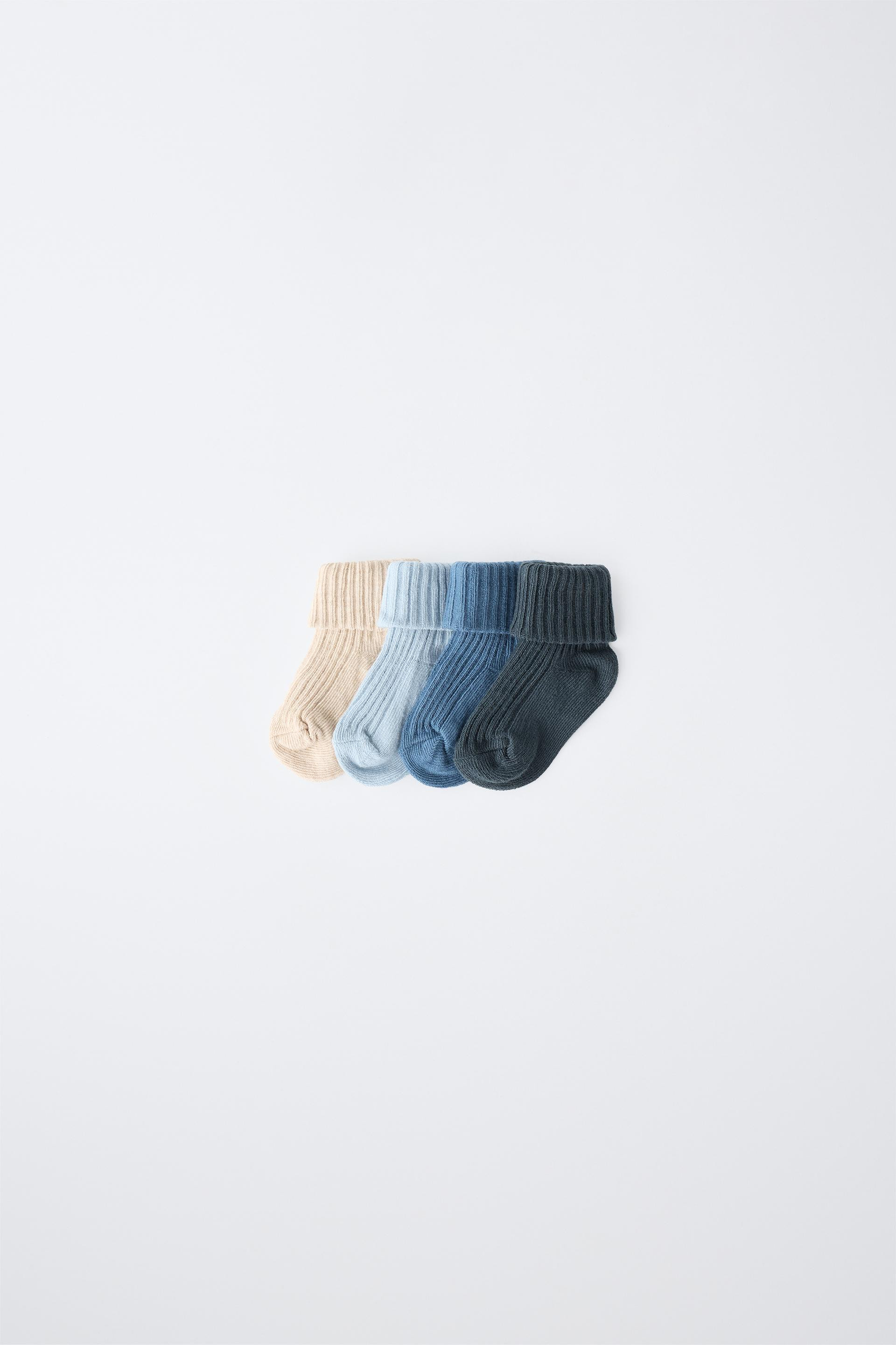 Zara - Four-Pack Of Colored Socks In A Gift Box - Bluish - 3-6 Months (4,3-4,7 Inches) - Kids | Zara US