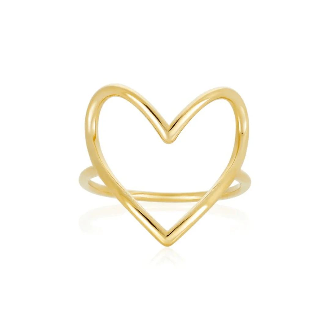 Open Heart Gold Ring | LINDSEY LEIGH JEWELRY