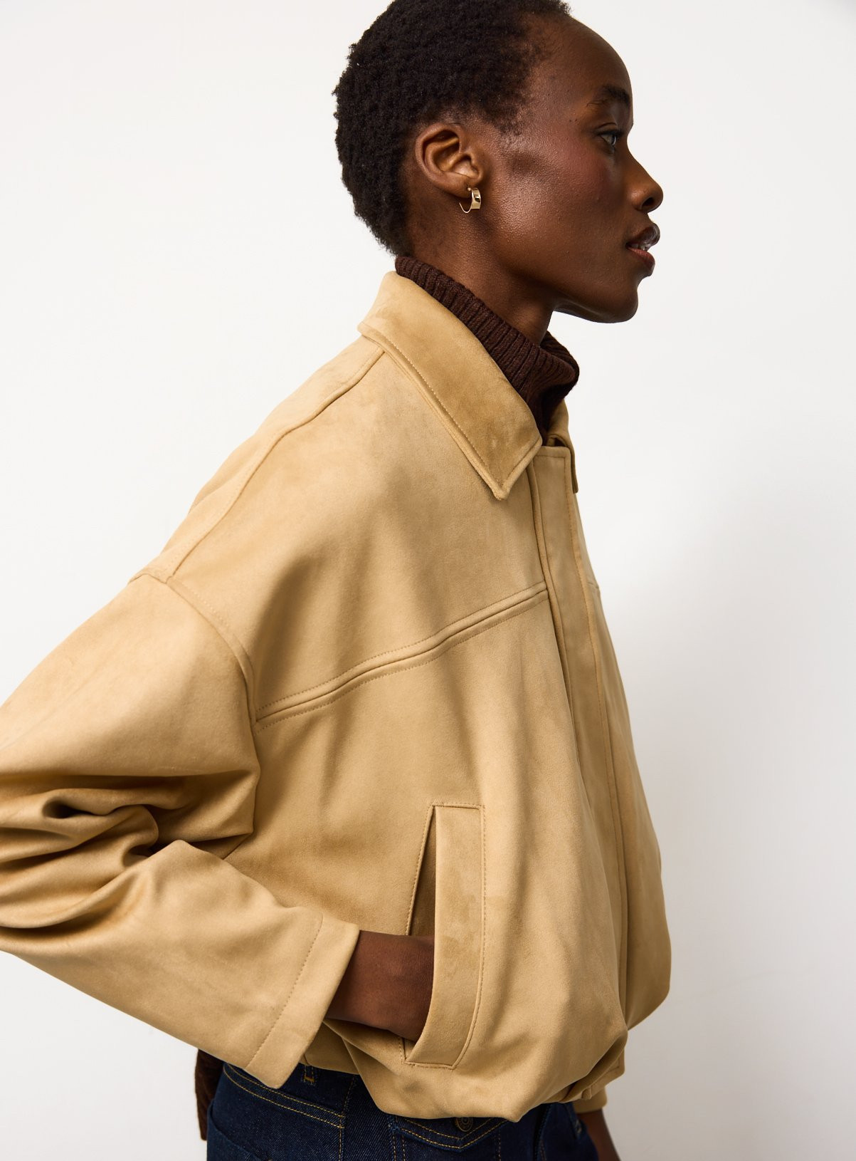 Tan The Bubble Hem Jacket | Tu Clothing
