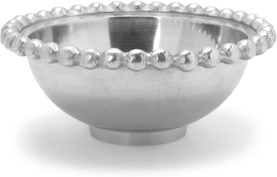 India Handicrafts Beaded Border Silver Tone 6 x 2 Metal Decorative Bowl | Amazon (US)