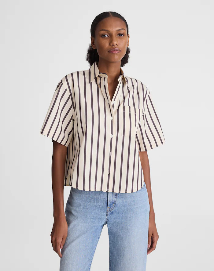 Straight-Hem Short-Sleeve Shirt in Poplin | Madewell