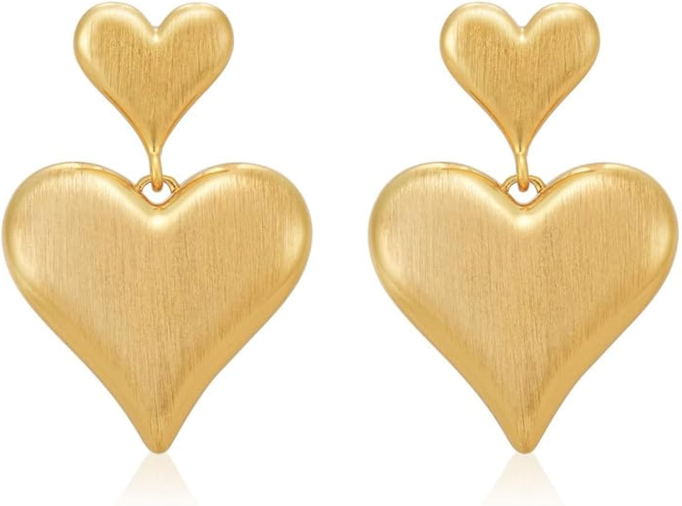 Mierfyni Gold Heart Earrings Dangle, Big Heart Dangle Earrings for Women, Sparkly Large Heart Sha... | Amazon (US)
