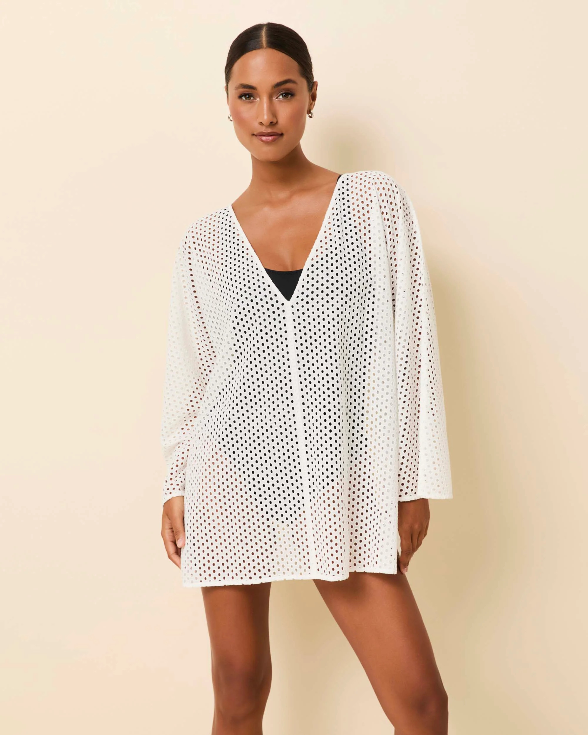 Samara Tunic Baby Eyelet Optic White | Solid & Striped