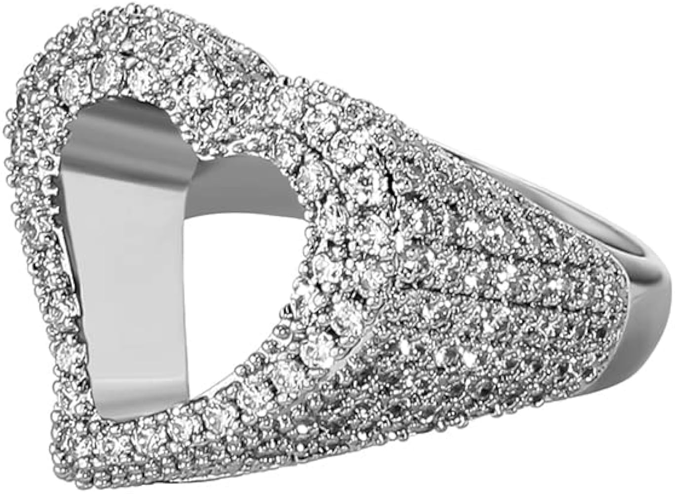 JINAO Hollow Heart Ring 14K Gold Plated Iced Out Lab Simulated Diamond Cubic Zirconia Eternity We... | Amazon (US)