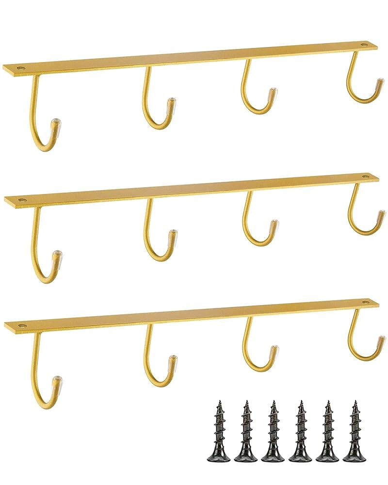 Mug Hanger Under Cabinet 3 Pcs Iron Mug Rack Wall Mounted Coffee Cup Rack Storage Organizer for K... | Amazon (US)