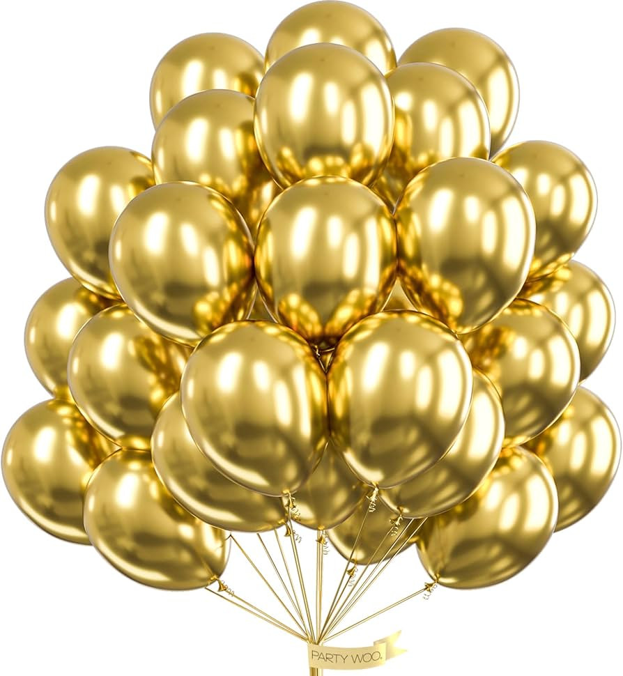 PartyWoo Metallic Gold Balloons 50 pcs 12 Inch Chrome Gold Balloons for Graduation Baby Shower Ge... | Amazon (US)