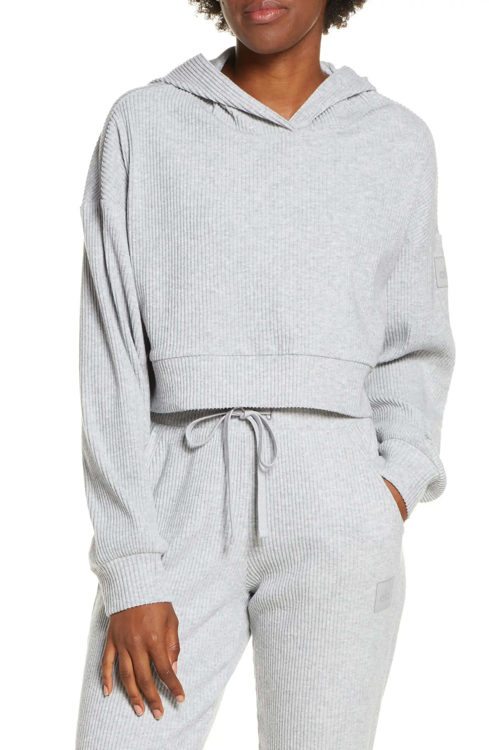 Alo Muse Rib Crop Hoodie | Nordstrom | Nordstrom