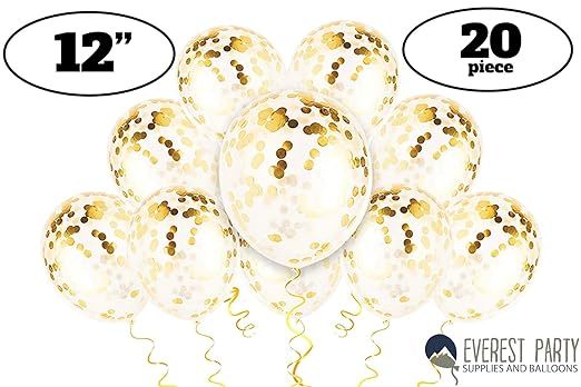 Gold Confetti Balloons - Gold Balloons - PREFILLED 20 Pack 12" Latex Party Balloons for Birthday ... | Amazon (US)