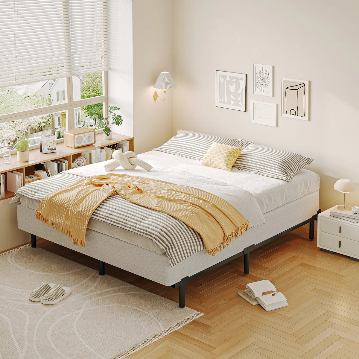 King Box Spring 9 Inch For King Bed, 1500Lbs Capacity, High Profile Mattress Foundation With Fabr... | Wayfair North America