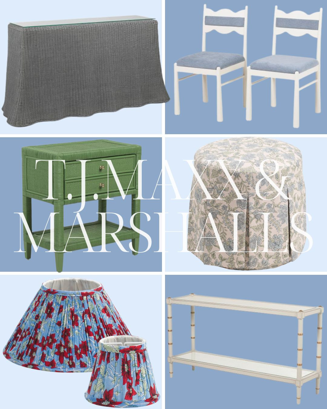 T.J. Maxx and Marshalls finds! 

living room | bathroom | bedroom | home decor | home refresh | bedding | nursery | classic home | traditional home | blue and white | furniture | coffee table | southern home | coastal home | grandmillennial home | scalloped | woven | rattan | classic style | preppy style | grandmillennial decor | blue and white decor | classic home decor | traditional home | bedroom decor | bedroom furniture | dresser | blue chair | brass lamp | floor mirror | euro pillow | white bed | linen duvet | side table | rug | glassware | cups | plates | hosting | kitchen spring | sale picks | outdoor furniture | porch | beach | Lillian August | Karma Home | Ballard Designs 

 #LTKHome