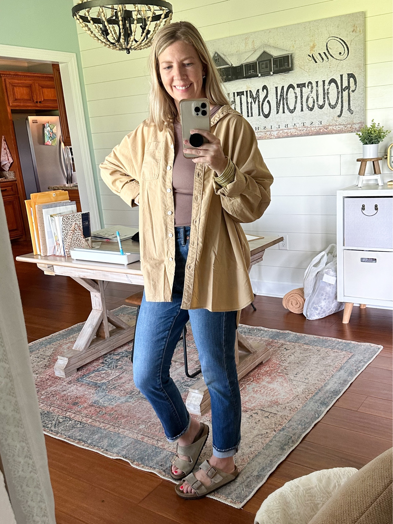 This is a great button down to transition into fall! It’s the perfect neutral color and is thin enough to still wear with shorts. I’m in a size small. 

#LTKSale #LTKSeasonal #LTKover40