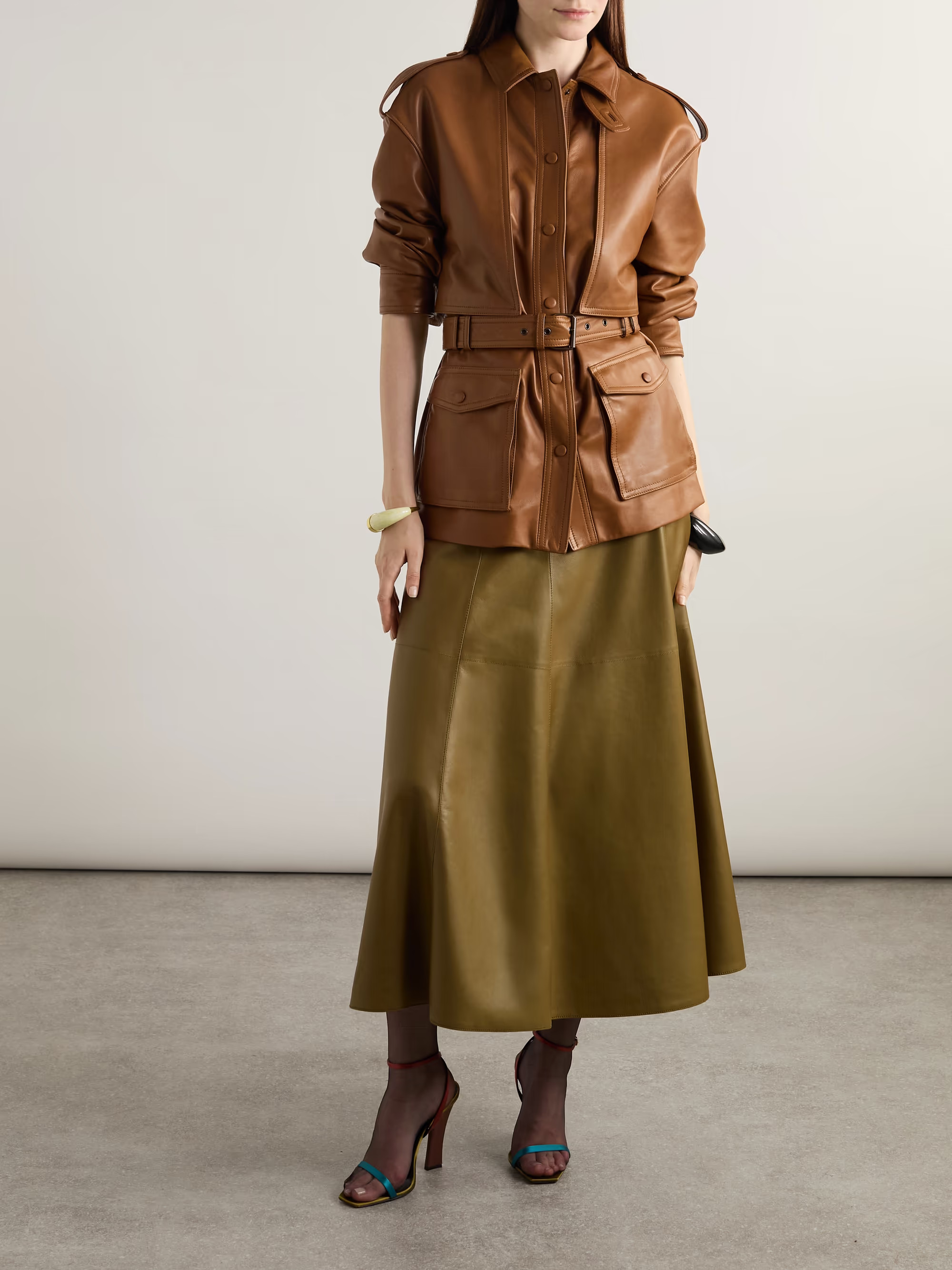 Belted leather jacket | NET-A-PORTER (US)