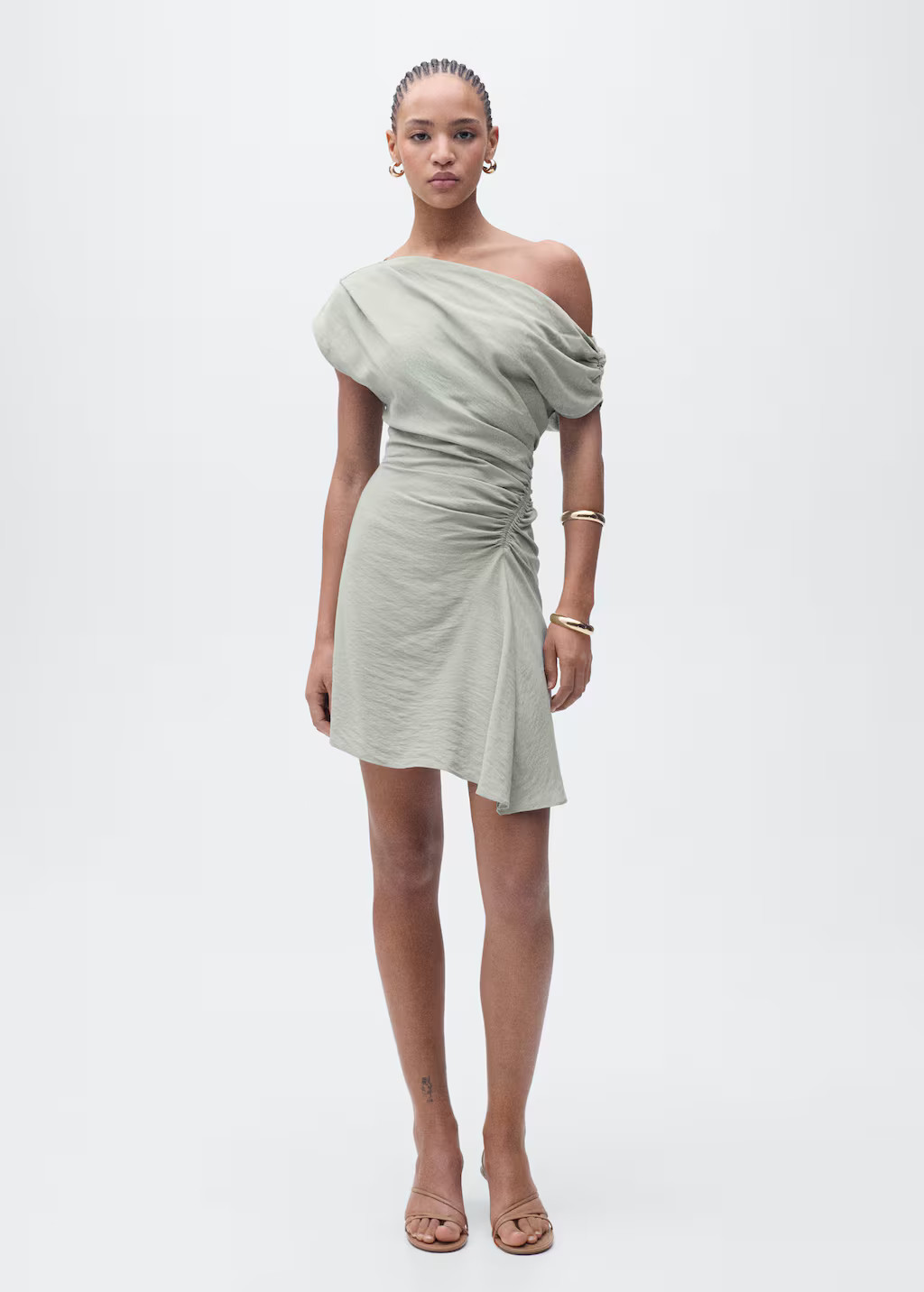 Asymmetrical draped short dress blue - Women - 6 - MANGO | Mango (US/MX/AU)