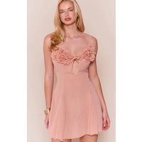 Peach Chiffon Flower Bust Detail Mini Dress | PrettyLittleThing US