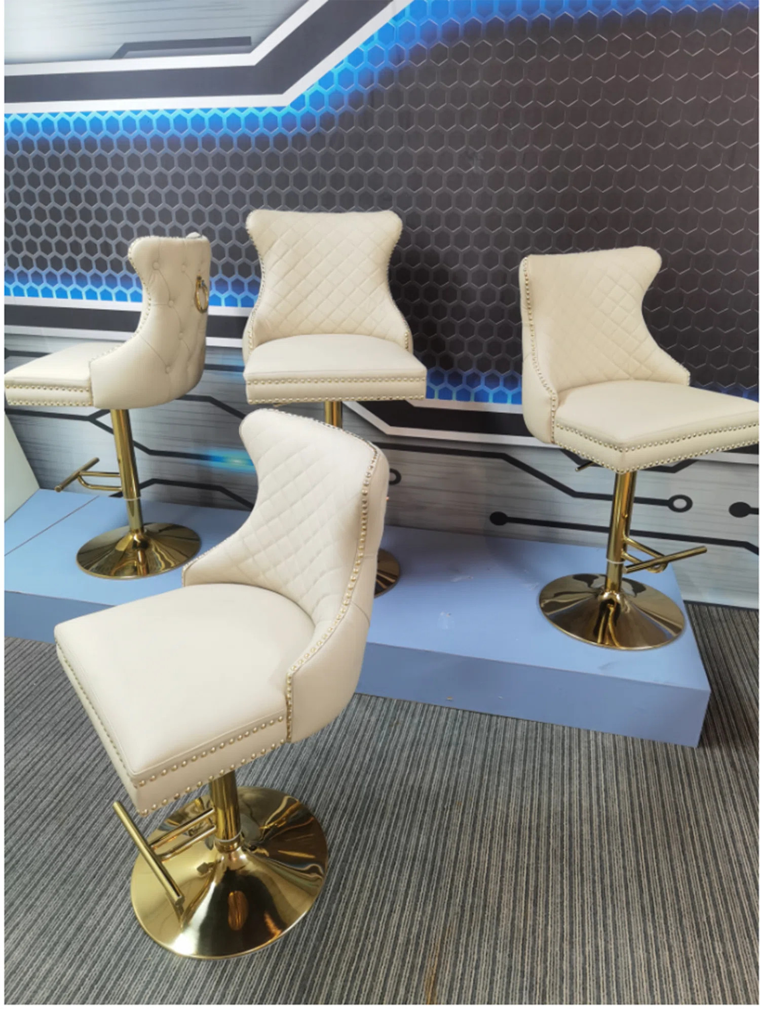 Infinity Diamond-quilted Bar Stool With Gold Accents | Perigold