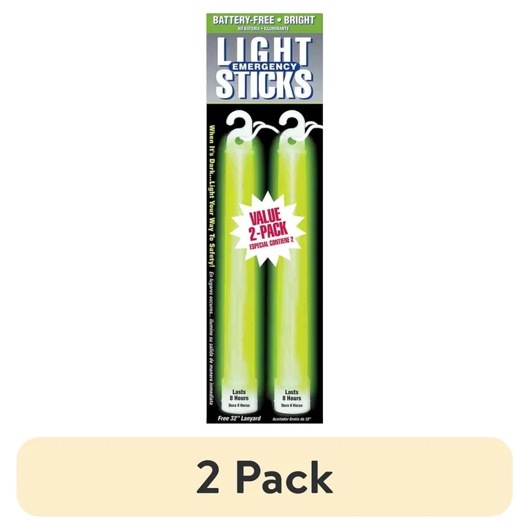 (2 pack) Emergency Green Lightsticks 2 pack, 8-Hour Duration for Indoor and Outdoor Use | Walmart (US)