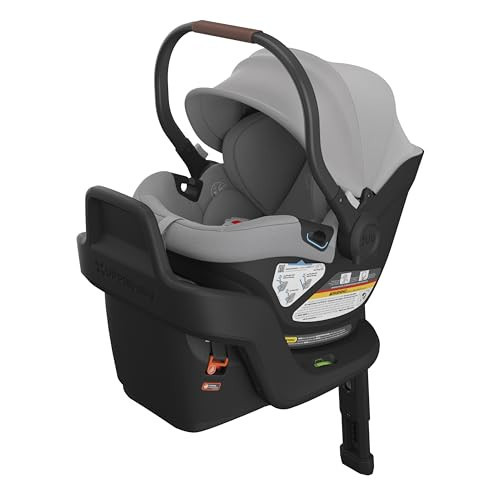 UPPAbaby Aria Lightweight Infant Car Seat/Just Under 6 lbs for Easy Portability/Base with Load Leg + Infant Insert Included/Direct Stroller Attachment/Anthony (Grey/Chestnut Leather) | Amazon (US)