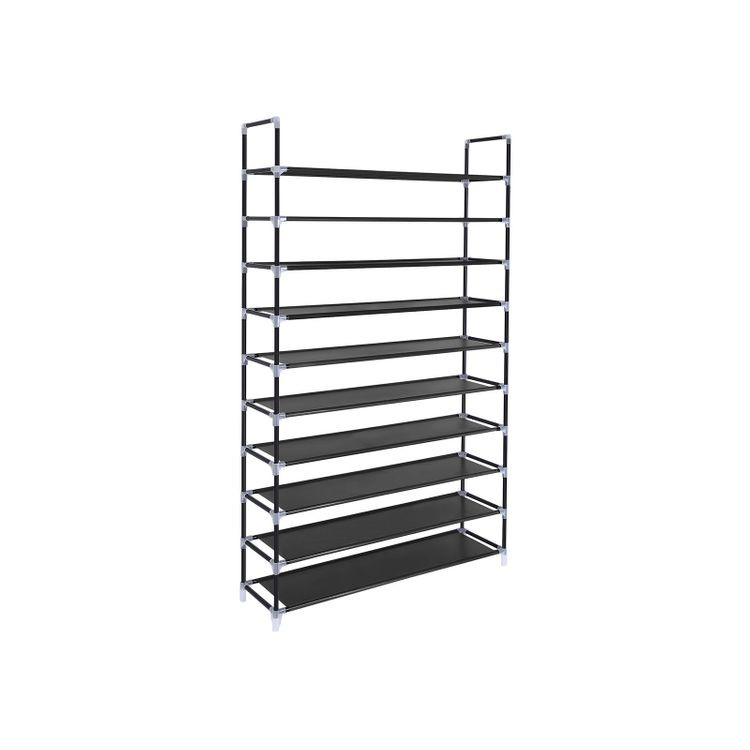 Black Fabric 10 Tiers Shoe Storage Rack | Songmics