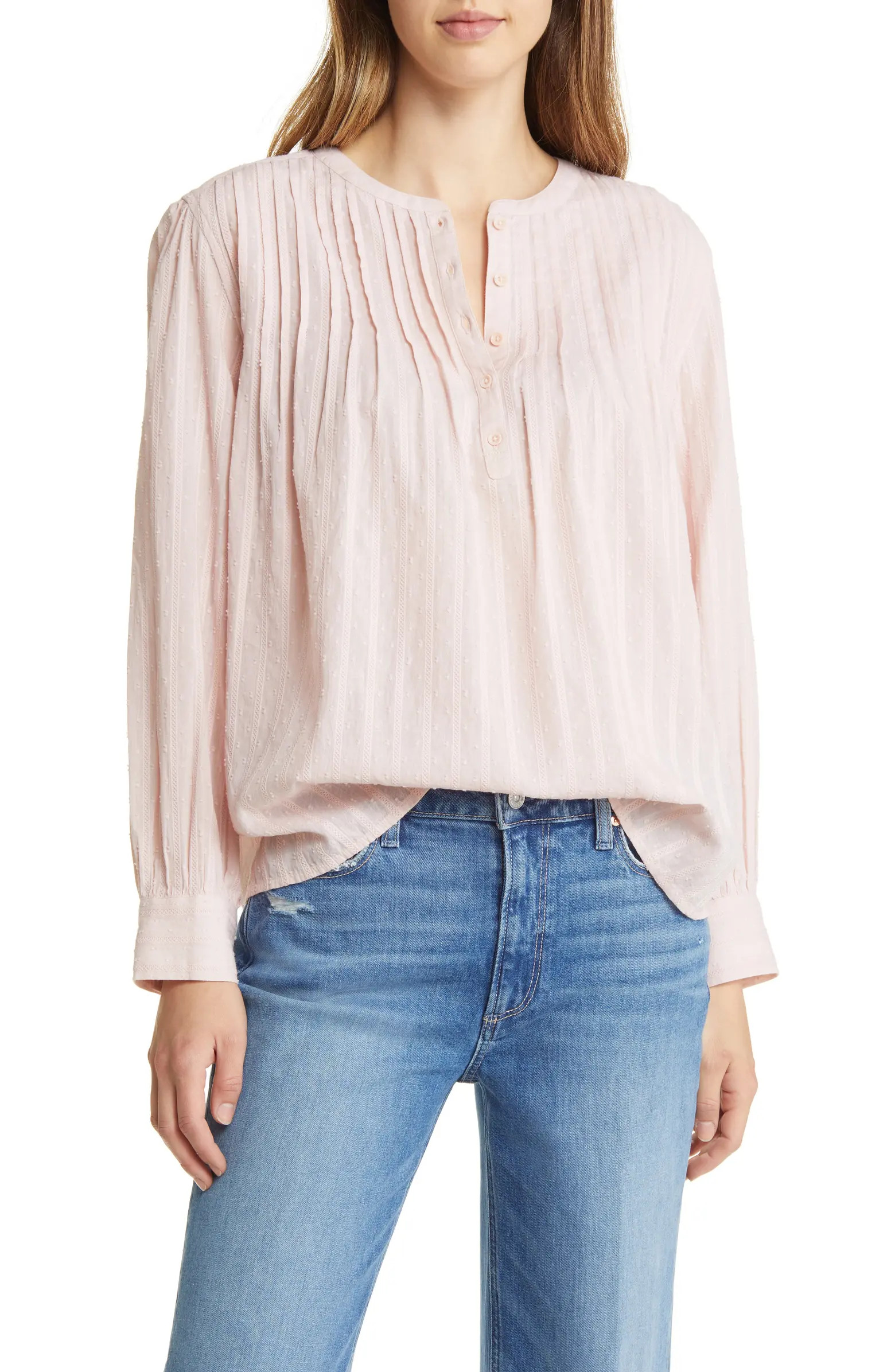 Clip Dot Pintuck Cotton Top | Nordstrom