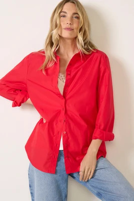 THE SHIRT Women's The Boyfriend Shirt, Size Large, Red | Evereve