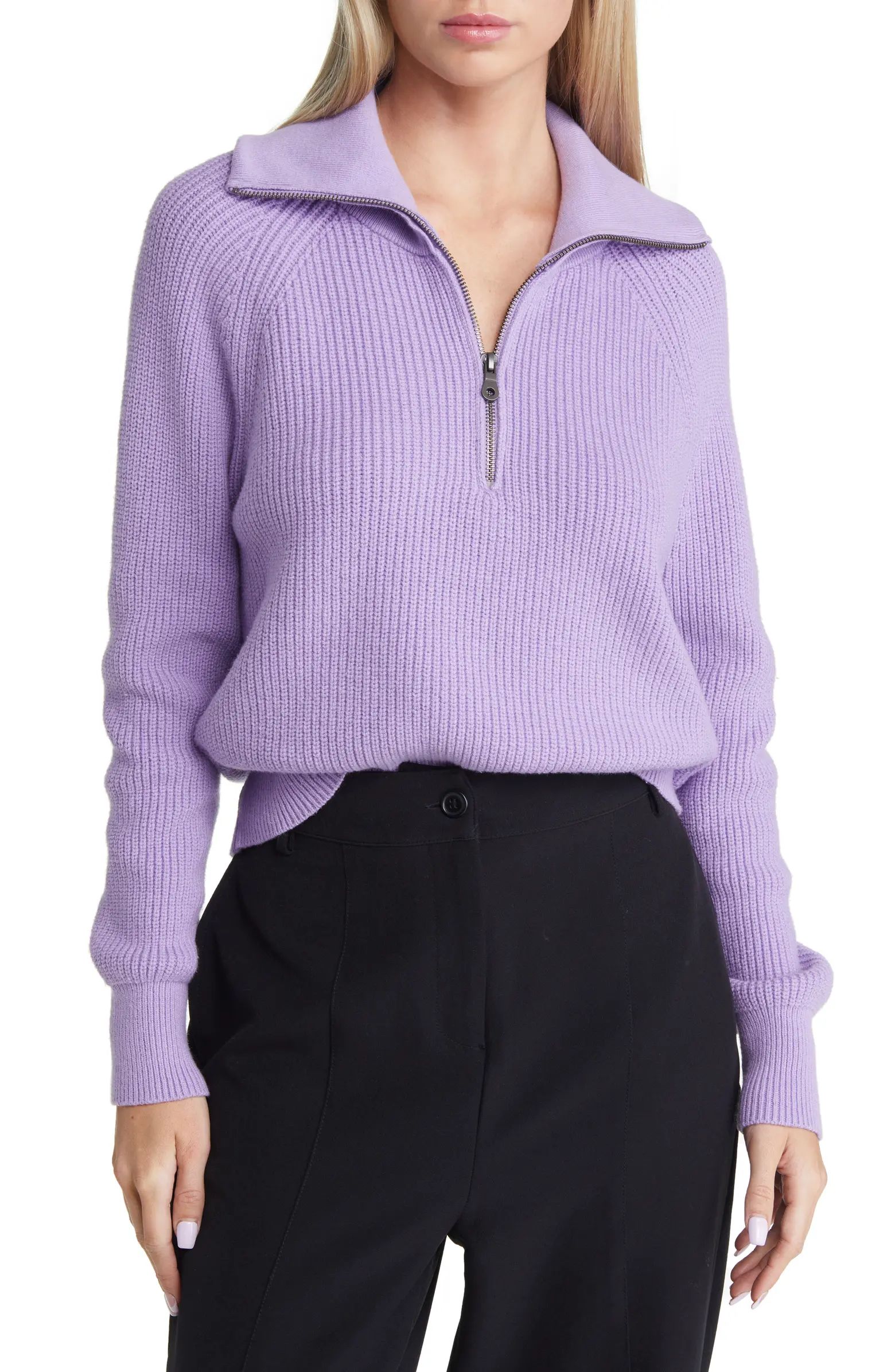 Half Zip Cotton Blend Rib Sweater | Nordstrom
