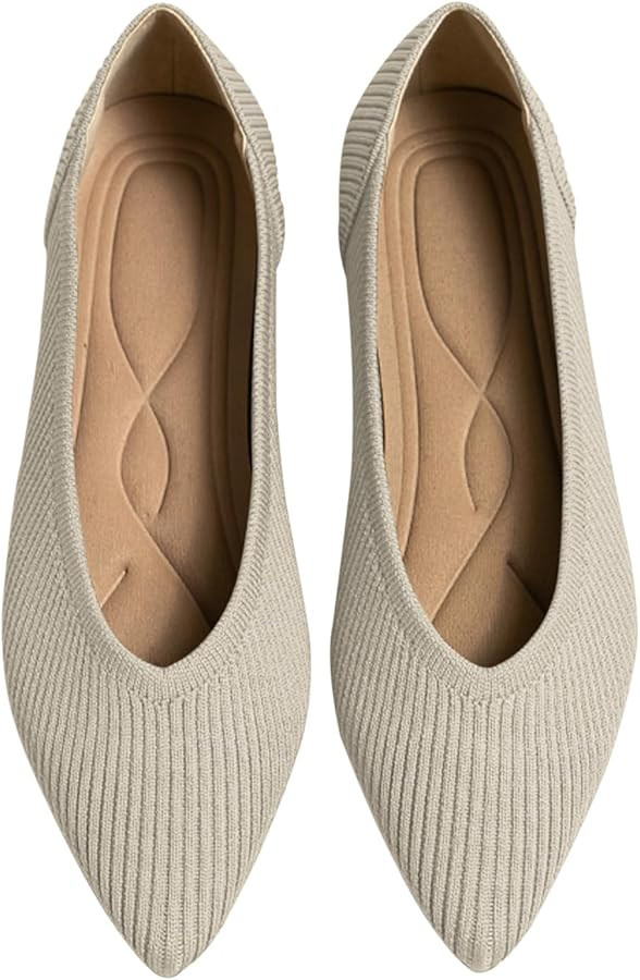 Women's Flats Shoes Pointed Toe Knit Ballet Comfortable Dressy Slip On Flat | Amazon (US)