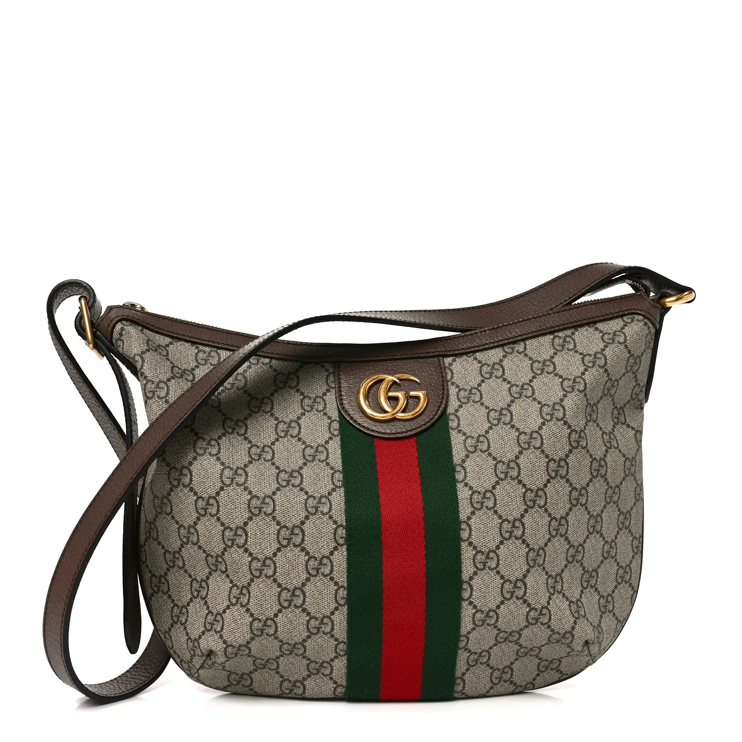 Gucci GG Supreme Monogram Web Small Ophidia Half Moon Hobo Brown 1887104 | FASHIONPHILE (US)