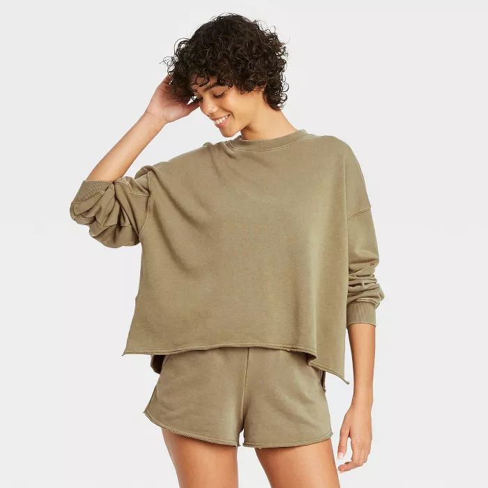 Women's French Terry Crewneck Lounge Sweatshirt - Colsie™ | Target