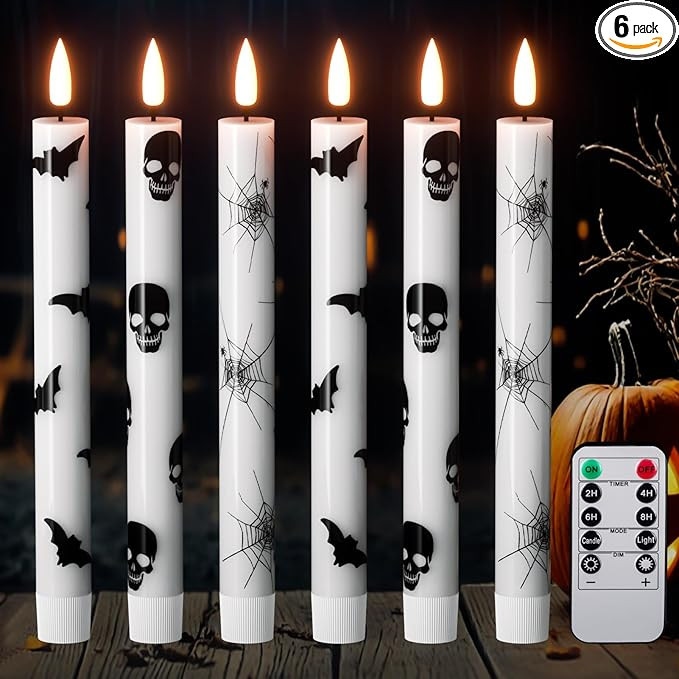 GenSwin Flameless Taper Candles with Remote Timer, 6Pcs LED Flickering Taper Candles Battery Oper... | Amazon (US)