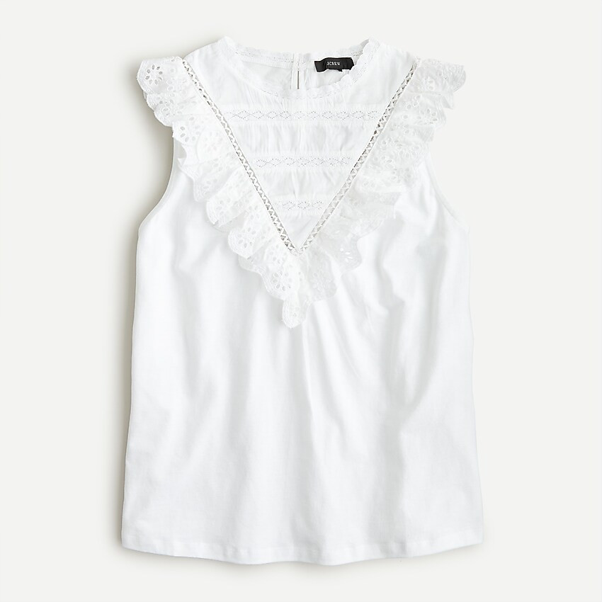 Eyelet ruffle-front tank | J. Crew US
