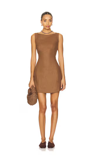 FAITHFULL Lydie Mini Dress in Brown. - size L | Revolve Clothing (Global)