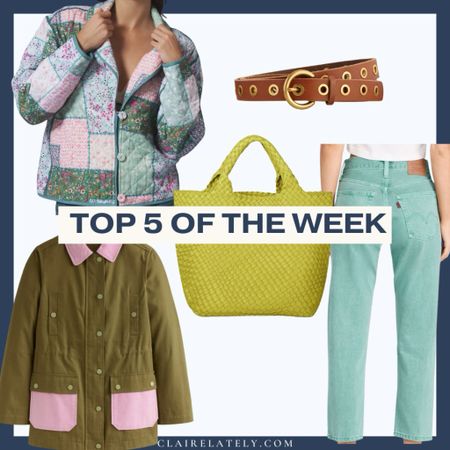 This weeks top 5 follower favorites - Anthropologie quilted jacket, Boden belt and utility / barn jacket, ShopBop Levi’s Sunwashed Denim Jeans • Claire Lately 

#LTKstyletip #LTKfindsunder100 #LTKfindsunder50