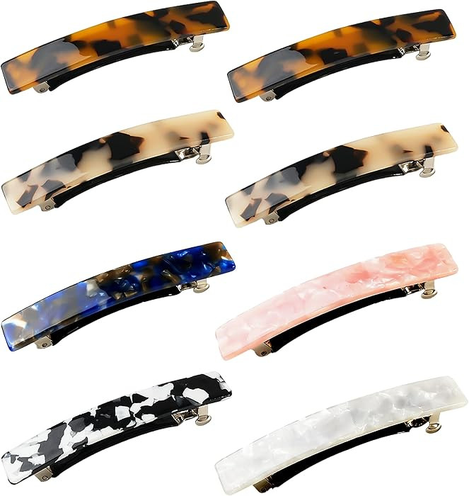 Hair Barrettes for Women, 8 Pcs Barrettes for Fine Thin Thick Hair, 3 Inch Acetate Small Clips Ba... | Amazon (US)