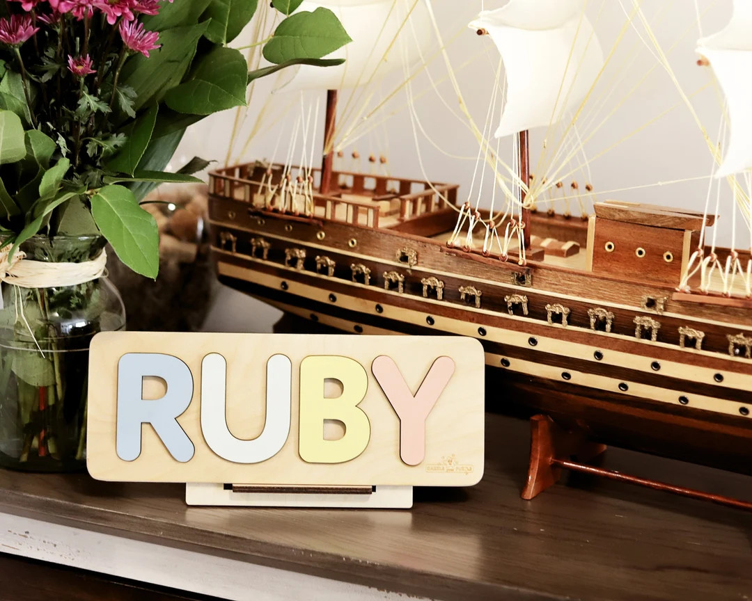 Flower girl Name Puzzle gift name Letter puzzle name Personalize puzzle for kid Baby gift boy Daz... | Etsy (US)