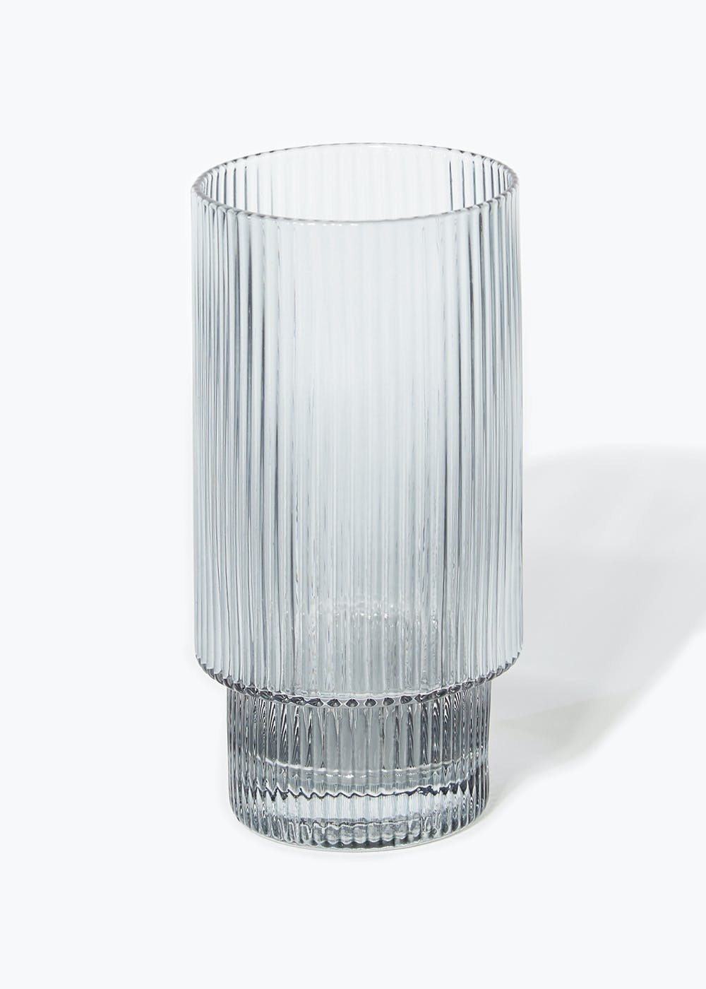 Glass Ribbed Tumbler (14cm x 7cm) – Grey | Matalan (UK)