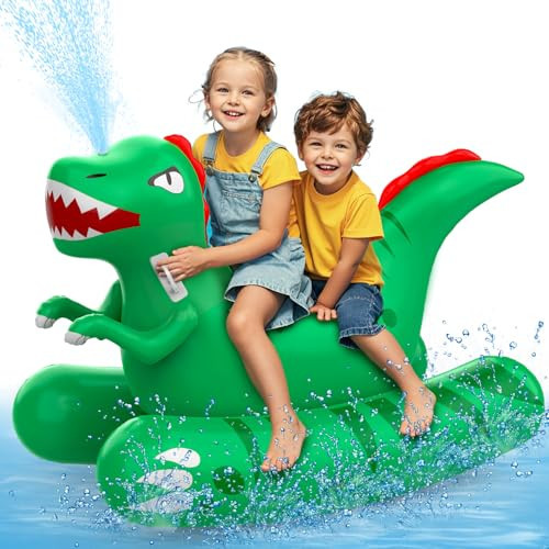 Inflatable Dinosaur Swimming Pool Float for Kids with Sprinkler for Yards, 2-in-1 Summer Water Toys 72" Large Pool Raft Outdoor Party Toys for Adults Kids | Amazon (US)