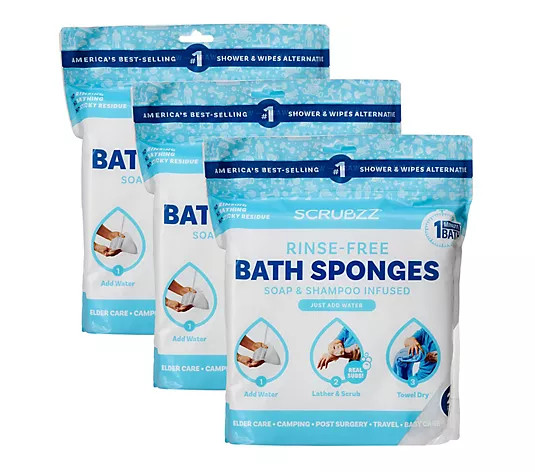 SCRUBZZ Rinse Free 75pc Bath Single Use Shower Sponge - QVC.com | QVC