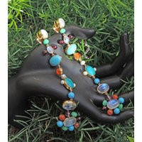 Multistone Earrings, Long Earring, Moonstone Amethyst Garnet Coroline Turquoise Earrings | Etsy (US)