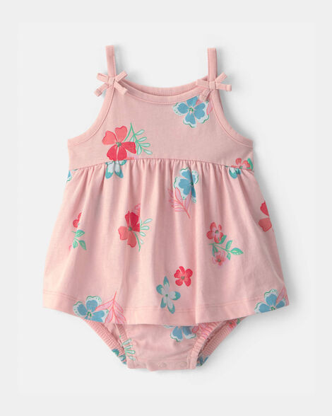 Baby Girl Floral Sleeveless Bodysuit Dress - Pink | Carter's Inc
