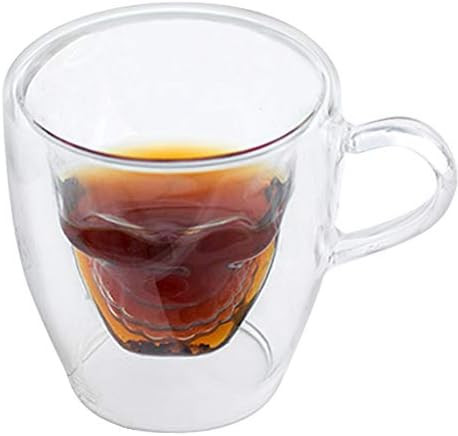 PLAFUETO Cool Skull Coffee Mugs Double Wall Glass Cup Insulated Espresso Mug with Handle for Espr... | Amazon (US)