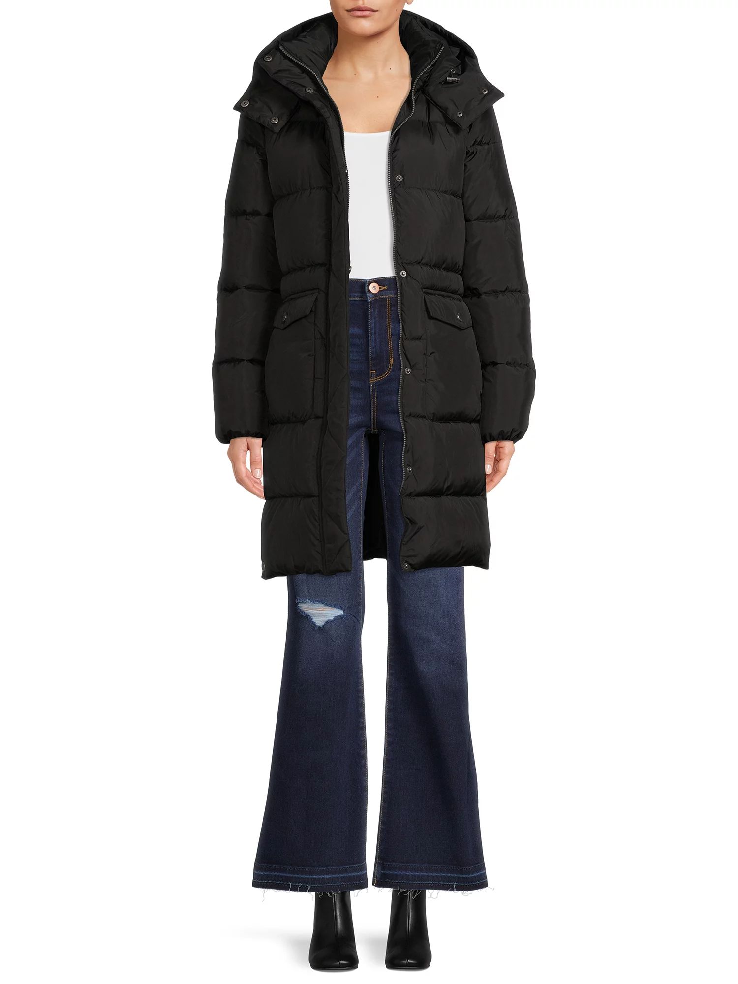 BCBG Paris Women's Long Puffer Coat with Hood - Walmart.com | Walmart (US)